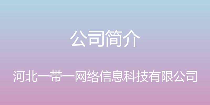 公司简介 - 河北一带一网络信息科技有限公司