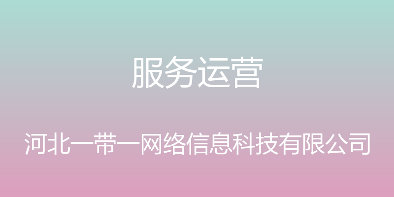 服务运营 - 河北一带一网络信息科技有限公司